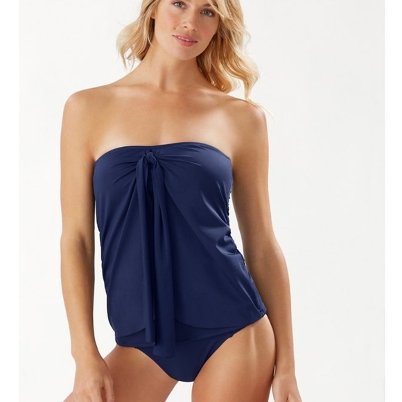 Tommy Bahama Other - Tommy Bahama 95B NWT Pearl Sarong Wrap Bandeau Tankini Swim Top Mare Navy XS